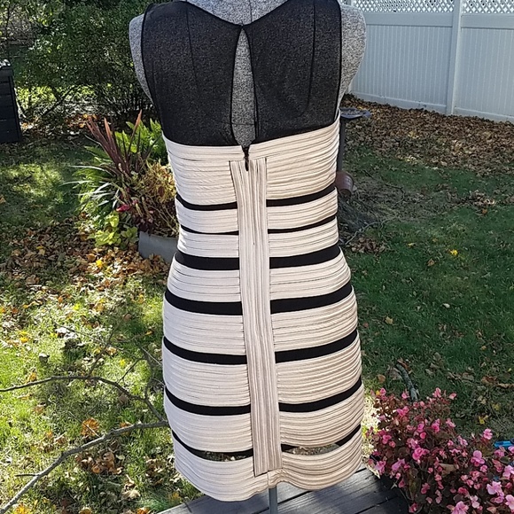 XSCAPE Gold and Black Dress Size 6 - Picture 5 of 8